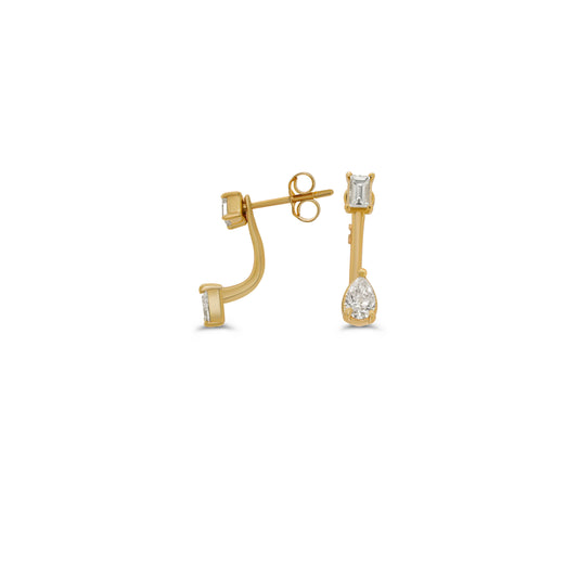 Baguette Pear Diamond Earrings