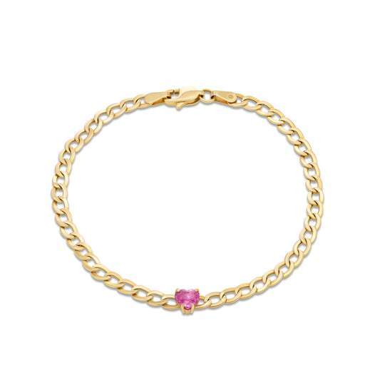 Pink Sapphire Heart Bracelet