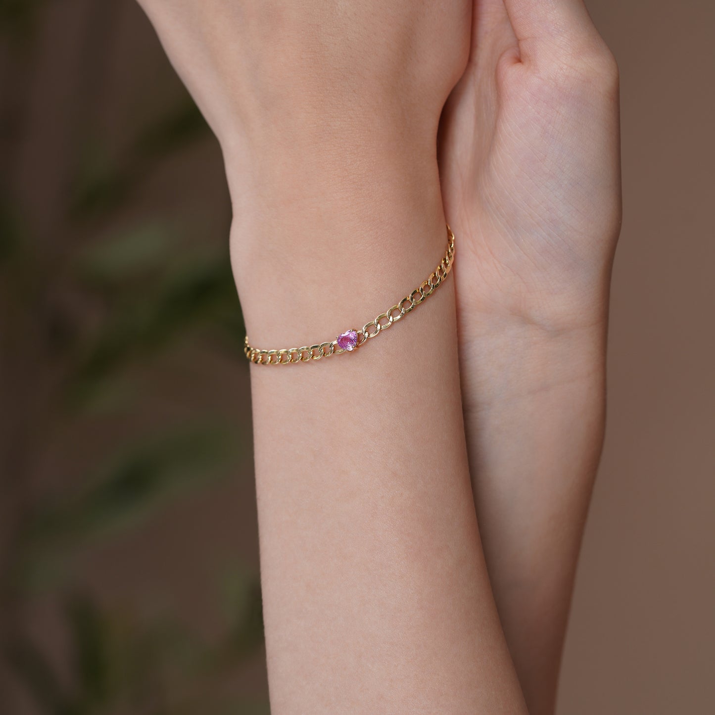 Pink Sapphire Heart Bracelet